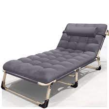 buy luxury folding bed sun lounger sleeping bed office outdoor camping chaise longue nap bed with cushion pillow mas camping furniture folding beds camping cot