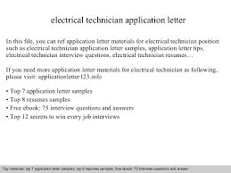 Electrical Technician Application Letter