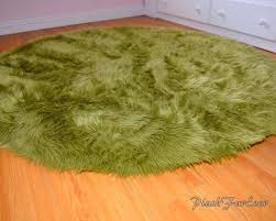 Buy green round rugs online! Olive Green 4 Faux Fur Round Rug Area Rug Throw By Plushfurever Colorful Rugs Faux Round Rugs
