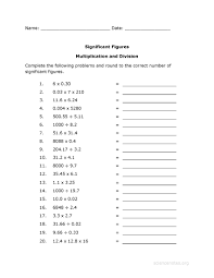significant figures multiplication worksheet