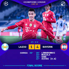Der fc bayern empfängt lazio rom und steht nach dem 4:1 aus dem hinspiel bereits mit eineinhalb beinen in der runde der letzten. Squawka Football On Twitter Lazio 1 4 Bayern Munich Ft Shots 14 13 Shots On Target 5 7 Passing Accuracy 85 91 Possession 44 56