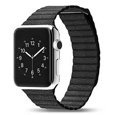 Black Apple Watch With White Band On Wrist Wingco Apple Watch Band Magnet Closure 42mm Soft Genuine Leather Loop Bracelet Strap Replacement Wrist Band For Iwat With Images Watch Bands Apple Watch Bands Apple Watch