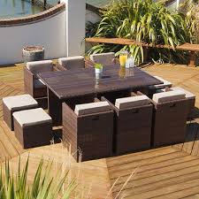 Rattan Garden Furniture Set 6 10 Person Outdoor Patio Dining Wicker Table Cube Rattan Effect Garden Furniture Spring Furniture Outdoor Dining Table