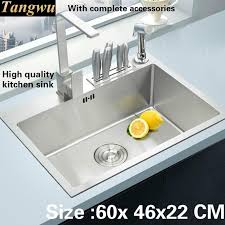 Tangwu Handmade High End Kitchen Sink 4 Mm Thick Food Grade 304 Stainless Steel Wash Bowl Of Small Single Slot 60x46x High End Kitchens Sink
