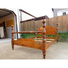 Tammie itzka for ethan allen. Vintage Ethan Allen Rock Maple Cannonball Double 4 Poster Bed Frame Chairish