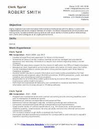 clerk typist resume samples qwikresume