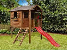 Das urige baumhaus ist über eine treppe zugänglich. Kinder Stelzenhaus Spielturm Spielhaus Baumhaus 14 Mm Holz Rutschbahn Rot Garten Ebay