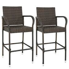 An outside bar stool can also easily go beyond the bar, transitioning to extra poolside, lawn, or garden seating. 2pcs Bar Stool Rattan Wicker Outdoor Backyard Patio Furniture Chair With Armrest Ebay