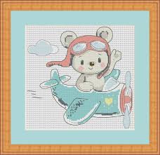 My little airplane cross stitch pattern pdf | etsy. Baby Bear On A Plane Cross Jp Cross Stitch Pattern Facebook