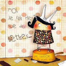 Morgane Devillers Carte Postale Carree 14cm Moi Je Fais Rien Que Des Betises Illustration Mignonne Carte Postale Dessins Sympas