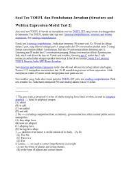 Learn toefl online at your own pace. Soal Tes Toefl Dan Pembahasan Jawaban Docx