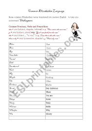Free trial available at kutasoftware.com Elizabethan Language Translation Esl Worksheet By Sandrina