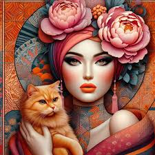 Self portrait with cat by Dawn Mendonça Toidi Yteicos Collage series. 2024 