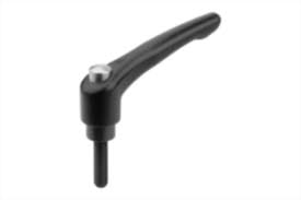 Clamping levers with protective cap and external thread, matt textured