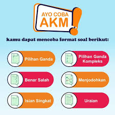 Bentuk soal asesmen nasional akm, terdiri dari pilihan ganda, pilihan ganda kompleks, menjodohkan, isian singkat dan uraian. Facebook