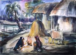 Winter Morning Koustav Paintings Prints Landscapes Nature Villages Towns Artpal Winter season drawing, how to draw winter season scenery, snowfall scenery drawing, easy scenery drawing. winter morning koustav paintings