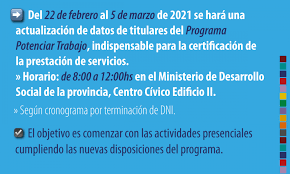 Está suspendida la presentación del fote hasta que se establezca el nuevo calendario del ciclo lectivo 2021. Desarrollo Social Realizara Una Actualizacion De Datos De Los Beneficiarios Del Programa Potenciar Trabajo Agencia De Noticias Guacurari