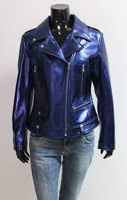 Metallic Blue Women Biker Genuine Leather Jacket Jackets Maker Leather Jacket Blue Leather Jacket Jackets For Women