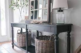 The clear glass surface and mirrored lower shelf enliven your space and showcase your treasures. Farmhouse Entryway Table Ideas To Dazzle Your Guests Farmhousehub