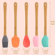 5 out of 5 stars with 1 ratings. Buy 5 Piece Silicone Spatula Mini Rubber Spatula Wooden Handle Heat Resistant Silicone Spatula Set Kitchen Utensils Non Stick For Baking Cooking And Mixing Online In Kazakhstan B08drds8dt