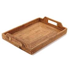 Товар 2 vintage ooak wicker breakfast in bed tray newspaper book holder snack tray eat 1 товар 3 wicker rattan bed lap breakfast serving tray magazine compartment cup holder 2. Hand Woven Rattan Serving Tray With Handles For Breakfast Drinks Snack For Dining Coffee Table 14 5 Inch 37 Cm Rectangular Buy Online At Best Price In Uae Amazon Ae