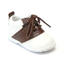 Angel Baby Boys 2342 White Brown Lace Up Oxfords