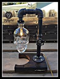 Industrial Skull Table Lamp Max Outlet Table Lamp Steampunk Lamp Reclaimed Wood Light Dimmer Lamba Abajur Rustik