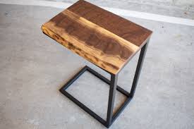 Generally the rule is that your coffee table should be the same height as your couch's seat (give or take one to two inches, but not any lower). Buy Custom Made Live Edge Walnut C Table Industrial Made To Order From Hazel Oak Farms Custommade Com