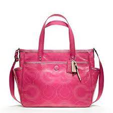 Coach Stitched Patent Tote Leather Diaper Baby Bag 19911 Pink Crimson Designer Diaper Bag Coach Diaper Bag Leather Diaper Bags