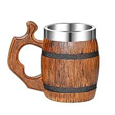 Deals of the day · read ratings & reviews · shop our huge selection Buy Otartu Vintage Viking Faux Oak Wooden Beer Mug Medieval Barrel Brown Stainless Steel Coffee Cup Beer Stein Tankard 17oz 500ml Unique Gift Online In Indonesia B08t1m9rdl