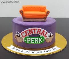 Customized Designer Friends Tv Show Theme Fondant Birthday Cake With 3d Couch Fondant Cakes Birthday Friends Birthday Cake Friends Cake