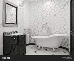 This modern bathroom by tamara magel cleverly uses an affordable marble herringbone tile to spruce up this smaller space. Luxurious Bathroom Image Photo Free Trial Bigstock
