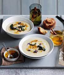 Roast Garlic And Parsnip Soup With Lemon Butter And Sage Recipe Winter Soup Recipe Recipe Sage Recipes Parsnip Soup Parsnip Recipes