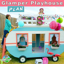 Happy Camper Playhouse Plan 2 Sizes Sold Separately Play Houses Playhouse Plans Kids Playhouse
