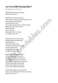Ternyata kami punya masalah yang sama, merasa bersalah kalau meninggalkan anak untuk me time. English Worksheets Poem Are You Still Playing The Flute