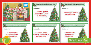 Juegos de navidad en familia tiempo para disfrutar con los ninos : Tarjetas De Desafio Nombra 5 Cosas De La Navidad
