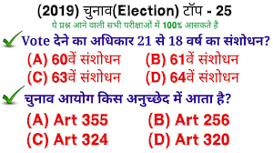 Election 2019 Top 25 Gk Election Commission Gk Questions And Answers For All Exams Youtube