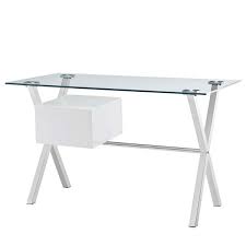 Modway Stasis Office Desk Glass Top Desk Modern Computer Desk White Desk With Glass Top