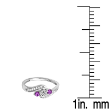 Dazzlingrock Collection 14k Gold Round Amethyst White Diamond Ladies Swirl Engagement 3 Stone Bridal Ring