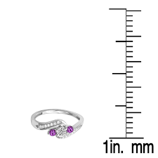 dazzlingrock collection 14k gold round amethyst white diamond ladies swirl engagement 3 stone bridal ring