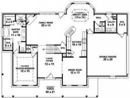 The kitchen contains 10′ ceilings with vaul. 4 Bedroom 3 Bath House Plans Single Story One Country Style Open Concept Floor 2 Landandplan