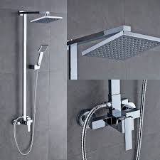 Auralum Bathroom Mixer Shower Set With Square 8 Shower Head And Handheld Shower Holder