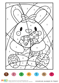 Coloriage magique un lapin pour Pâques