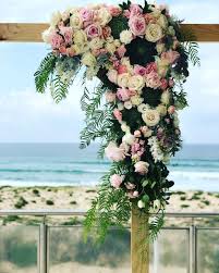 Beach Wedding Sydney Wedding Flower Arch With Succulents Pink And White Flowers Sydney Florist Wedding Arch Flowers Bridal Party Flowers Wedding Flowers