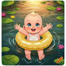 Portrait of a Girl Lying in a Water Lily Field created