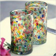 The multicolor glass rocks decoration makes them a standout in any place. Going Green Never Looked So Stylish Recycled Glass Drinking Glasses Recycled Glass Colored Drinking Glasses