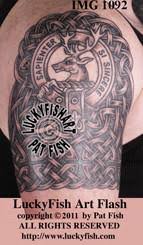 This is a tattoo that incorporates celtic knot designs to create an interesting piece. Scottish Tattoo Designs Luckyfish Art