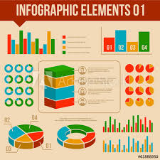 retro infographics elements set information and ring chart