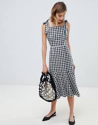 Mango Mango Gingham Midi Dress In Black White Check High Fashion Street Style Street Style Dress Gingham