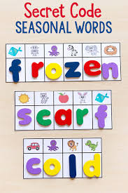 Little activity book with word that begin. Secret Code Seasonal Words